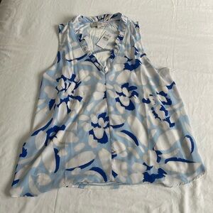 NWT LOFT blue floral v-neck top
